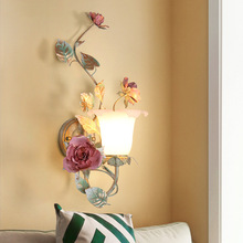 佳苑韩式田园镜前灯欧式花草灯床头壁灯浴室镜前灯创意过道床头灯