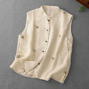 3657 Chinese Style Daily Outer Wear Buckle Vest for Women 2025 Summer New Style New Chinoiserie Stand Collar Sleeveless Vest