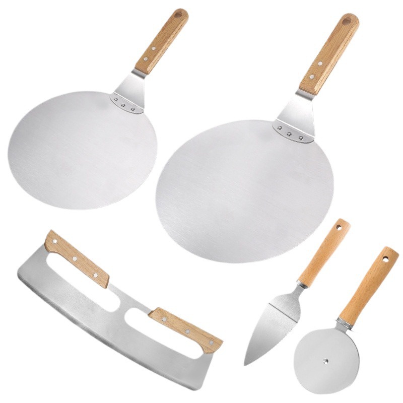 Kit de herramientas de pizza de horneado doméstico redondo grande pala de pizza de cocina de acero inoxidable horneado gadget multipropósito image 5