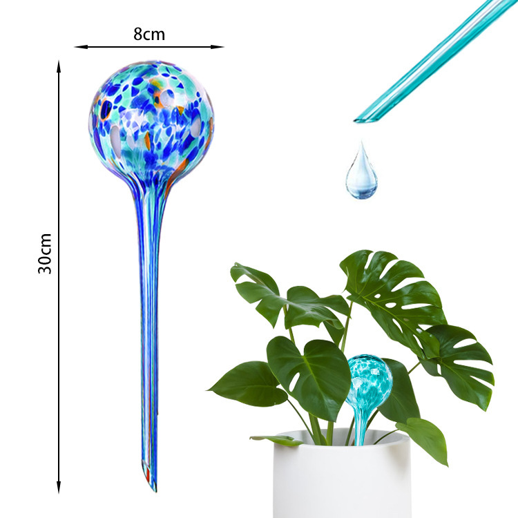 Perezoso riego de flores artefacto de vidrio de punto de color translúcido riego automático de agua por goteo para plantas verdes domésticas jardinería en maceta