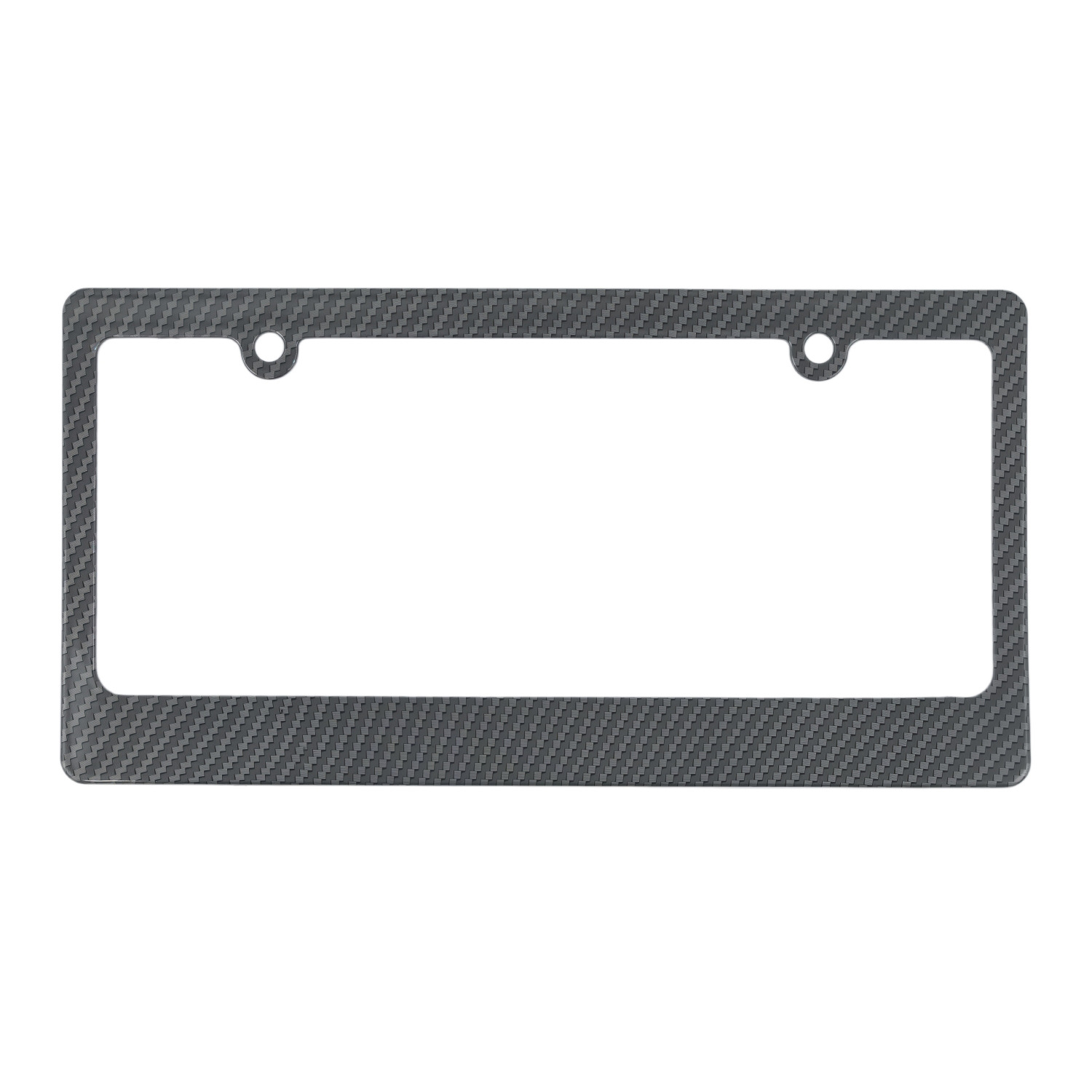 New Foreign Trade Model, American Standard White Plastic Carbon Pattern License Plate Frame with Narrow Top and Wide Bottom