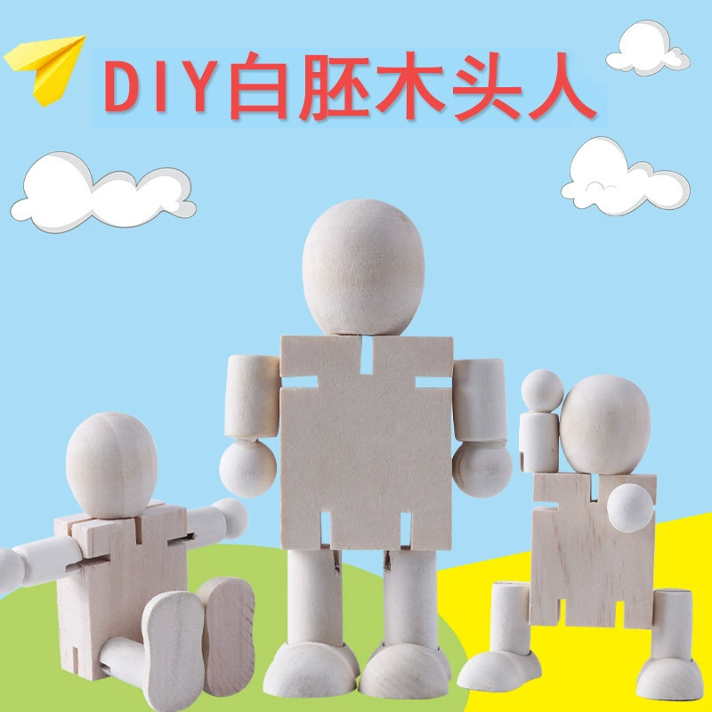 Картина граффити деревянный человек белый пустой DIY Деревянный робот кукла совместная кукла игрушка ручной работы фабрика прямых продаж