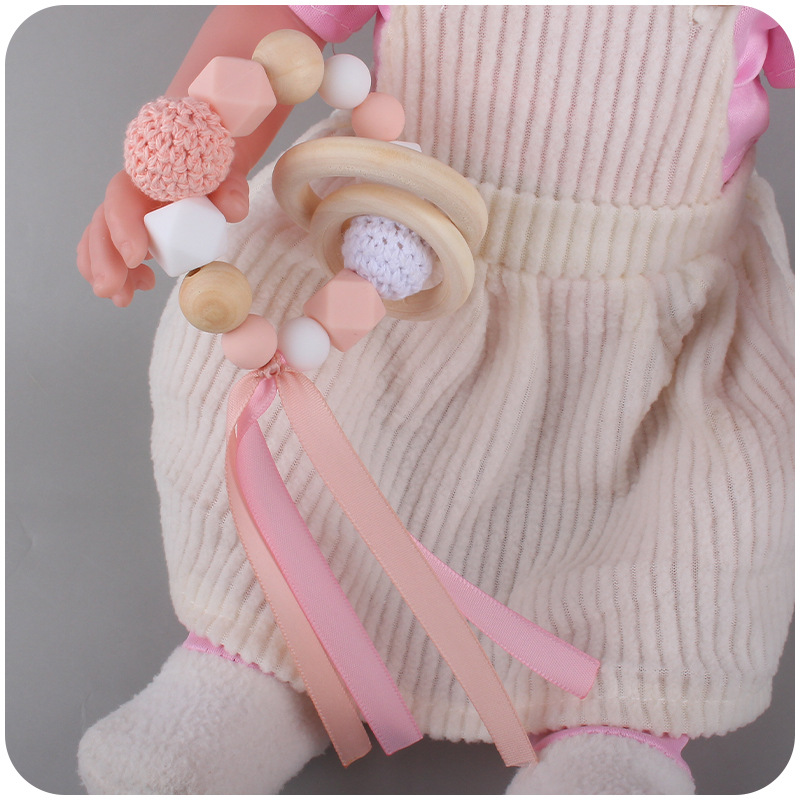 Nuevo bebé suministros cinta pulsera mordedor bebé creativo cuentas de silicona mordida pegamento molar juguete AliExpress