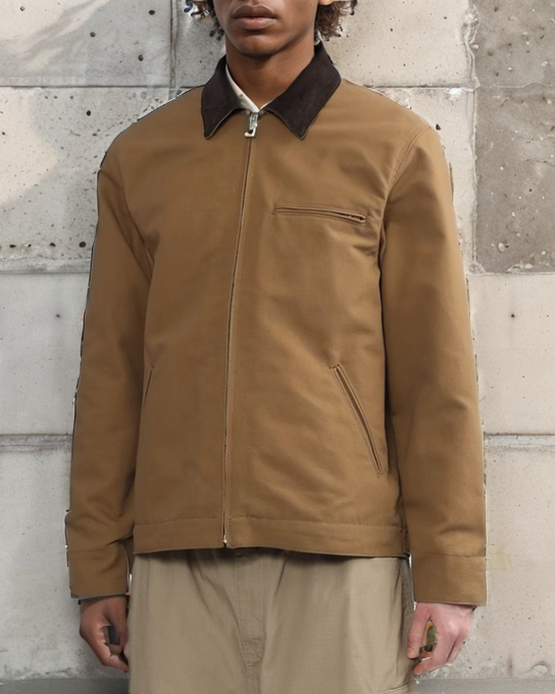 Veste à glissière à col pour homme avec nouvelle couleur bloquée pour le printemps et l'automne_voghion.com