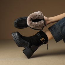 7.5cm��Ƥëһ��ѩ��ѥ��Ƥ����Ь2025�¿�����޺�ë��ů��ѥ