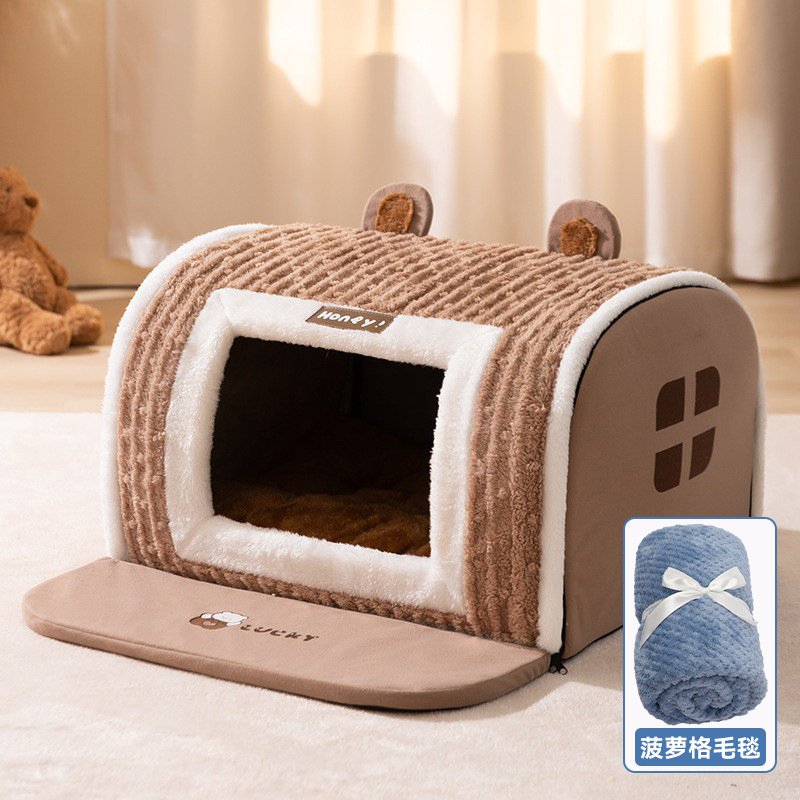 Otoño y invierno marrón estereoscópico oso orejas arco casa perros y gatos calientes perros y gatos, perros y gatos, perros y gatos, perros y gatos