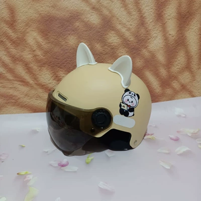 Motosiklet kaskı (dəbilqə) – 3C Helmet 7-15 Years Old - no-11-beige-tea-short-mirror-white-cat-ears-7-15-years-old