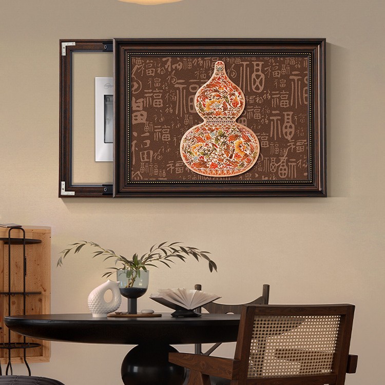 Electric Meter Box Cover Painting, Antique-Style Oil Painting, Gourd and Fortune, Decorative Painting for Electric Meter Box, Peaceful Home, Hundred Blessings, Auspicious Retro Style