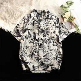 夏威夷花衬衫男女短袖复古vintage痞帅小众宽松海边度假沙滩衬衣
