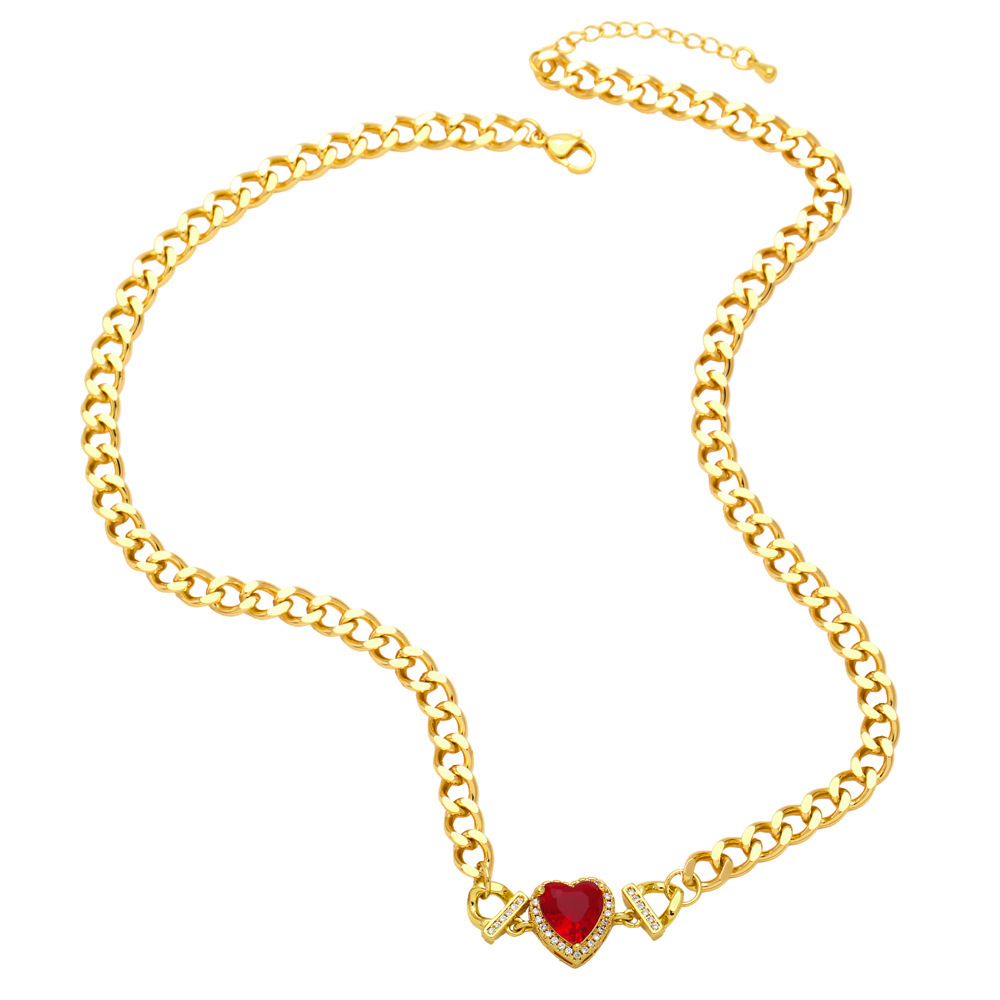 Retro Heart Shape Copper Inlay Zircon 1 Piece