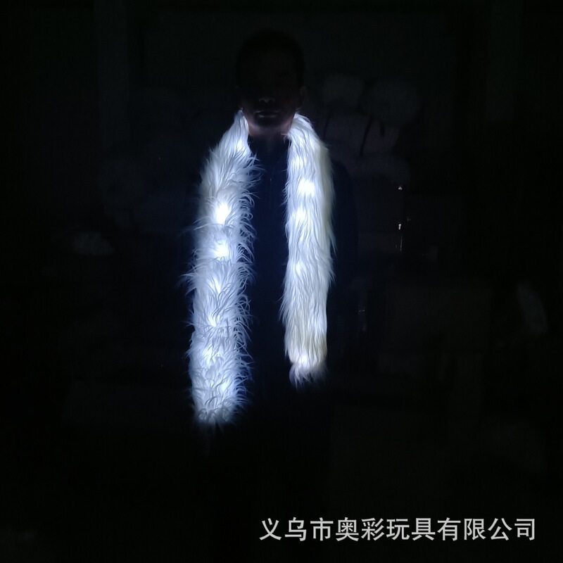 New and Unique Christmas Carnival Entertainment Performance Plush Scarf Led Light-Up Scarf Costume Fox Fur