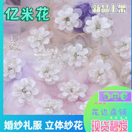 欧根纱立体花朵婚纱礼服DIY手工花片装饰 童装毛衣花朵服装辅料