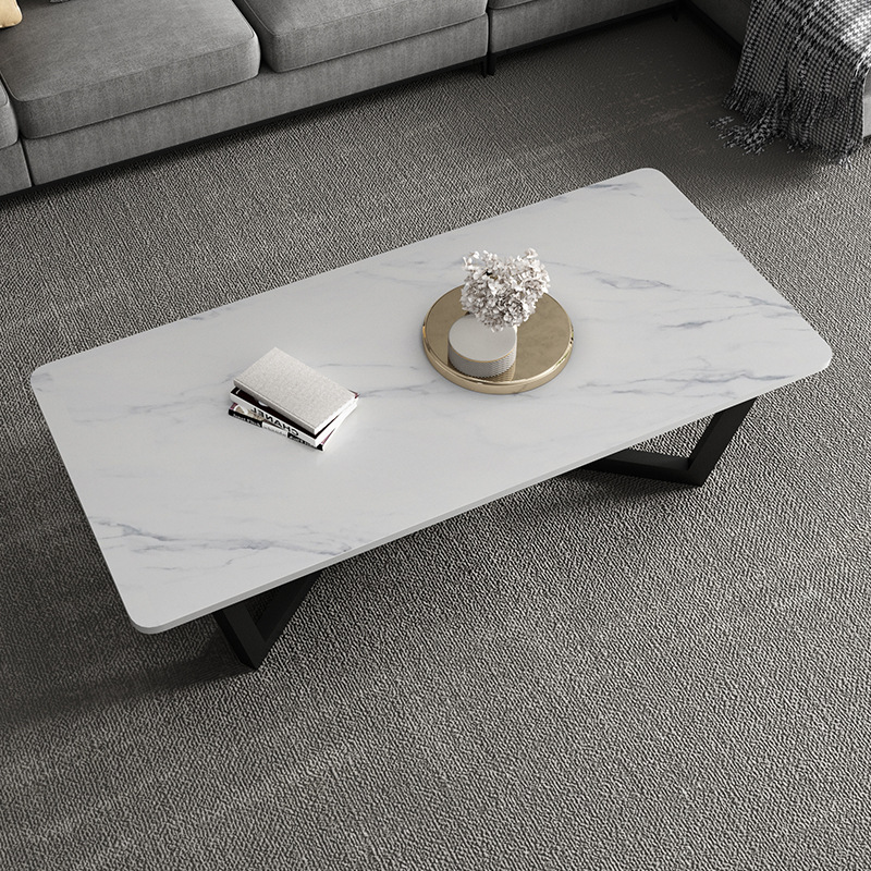Rock placa mesa de café casa rectangular simple moderno pequeño apartamento luz lujo Nórdico Internet celebridad salón minimalista Mesa flor