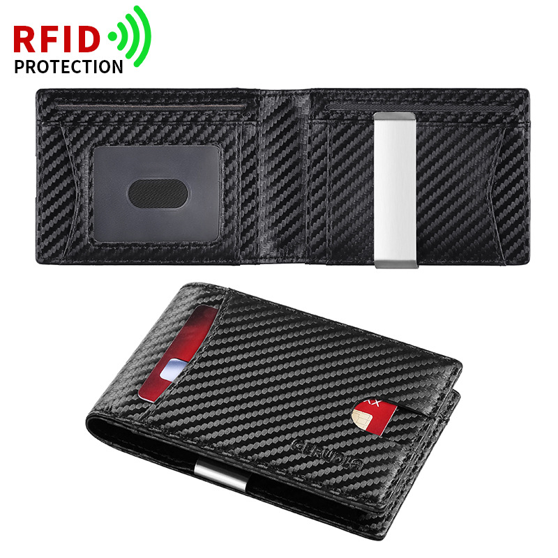 Amazon EE.UU. Clip de dólar de fibra de carbono multi-tarjeta de tarjeta cubierta de tarjeta para hombres cartera cubierta de tarjeta cepillo antirrobo