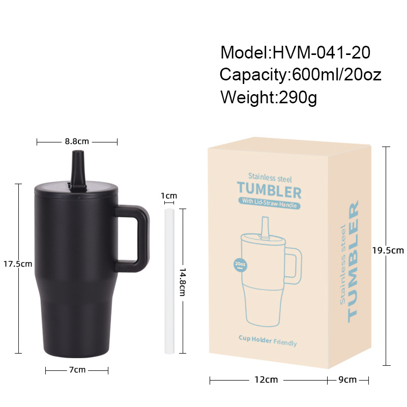 Nuevo vaso térmico de doble capa de 20 oz para 2026, a prueba de fugas, con tapa plegable y pajita, portátil, con boca para beber directamente, ideal para viajes transfronterizos.