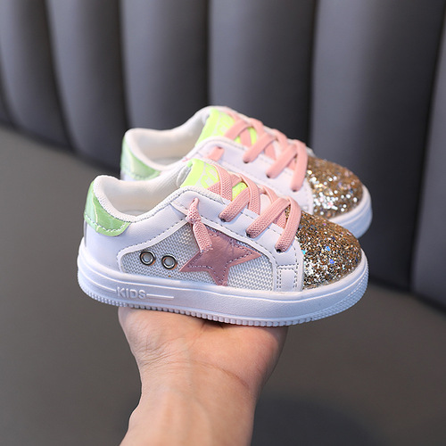 Drop shipping girls' casual shoes spring and autumn new fashion sequined soft sole sneakers baby shoes girls sneakers