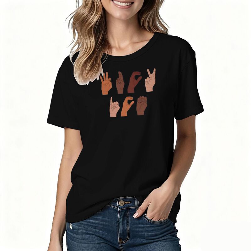 F Ck Ice Hand Sign Language Summer Trendy Short-Sleeved Amazon Loose Casual T-Shirt for Men and Women