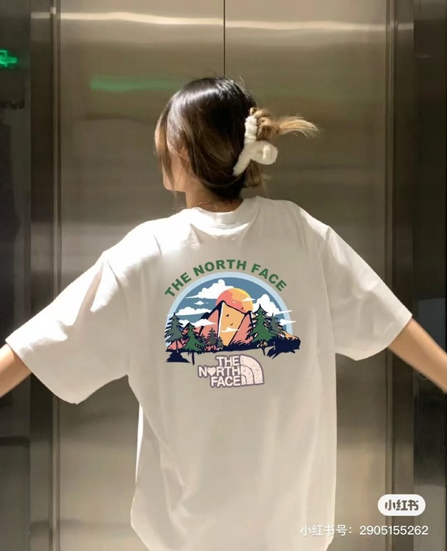 NTノースフェイスの純綿Tシャツの正しいバージョン、男性と女性用、カップル向けの同じスタイル、トレンディなプリント、幅広で多用途、カジュアル半袖|undefined