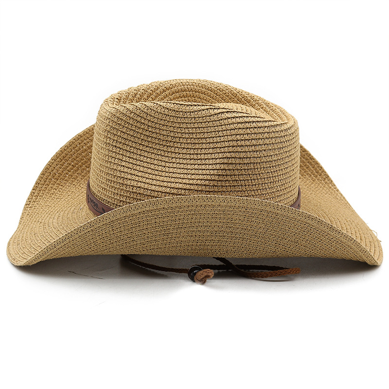 Unisex Cowboy Style Solid Color Wide Eaves Straw Hat display picture 3