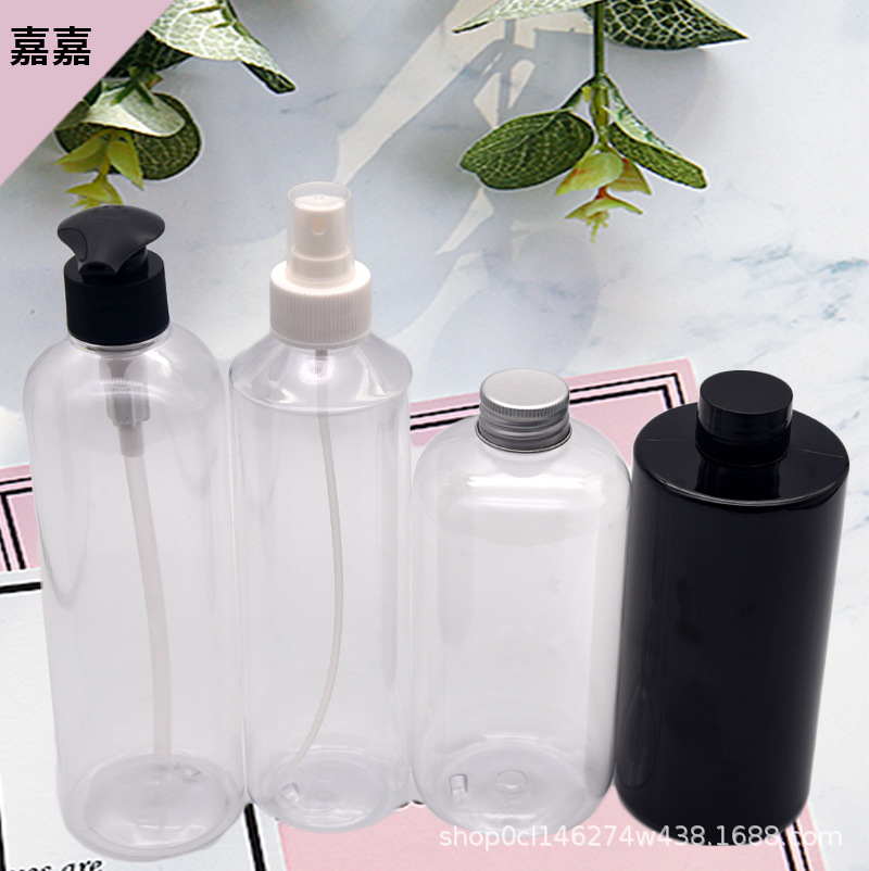 400ml斜肩喷雾瓶消毒水瓶500ml按压式清洗液透明瓶黑色避光油胶瓶