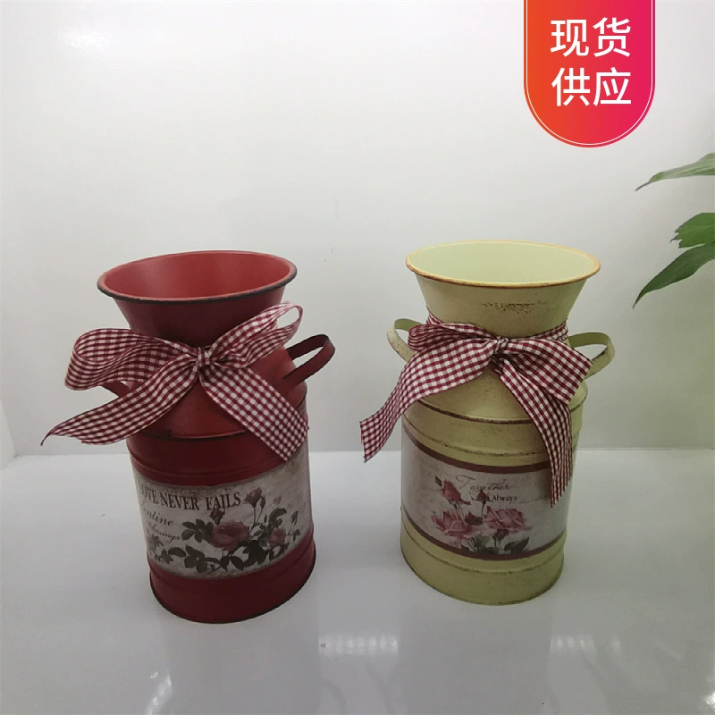 Серия ко Дню Святого Валентина в пасторальном стиле ведро для цветов креативная ваза с бантом Оловянное ведро реквизит для фотографий цветочный горшок маятник