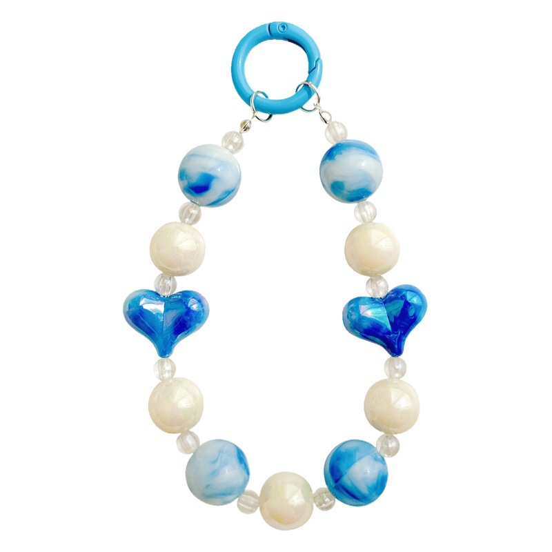 Xiaohongshu mismo estilo de dos colores colorido Cadena de teléfono móvil transmisión en vivo mismo estilo hecho a mano con cuentas bolsa de cadena caja del teléfono adornos para mujeres