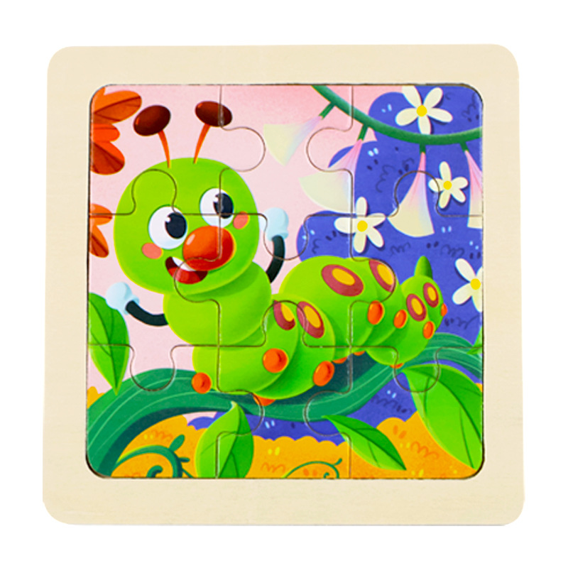 Fábrica directa de niños pequeños 9 piezas de dibujos animados de madera plano rompecabezas puzzle puzzle juguetes de educación temprana para bebés image 34