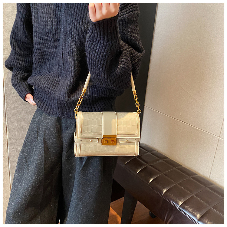 Stone Pattern Single Shoulder Underarm Bag For Women's 2023 Winter New Versatile Small Square Bag, Unique And Western Style Crossbody Bag _voghion.com