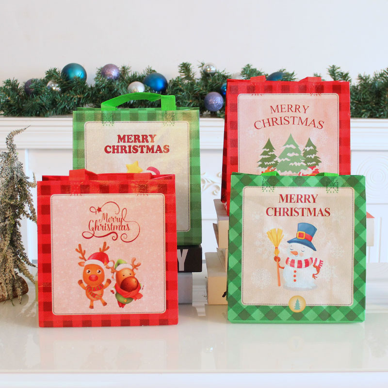 Cross-border Printed Geographical Love Gift Bag, Creative Cartoon Storage Bag, Christmas Style Gift Bag, Foldable Tote Bag