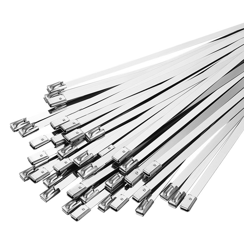 [304 corbata de acero inoxidable] Fuente fábrica al por mayor autobloqueo de alta temperatura resistente metal corbata fija cinturón de embalaje