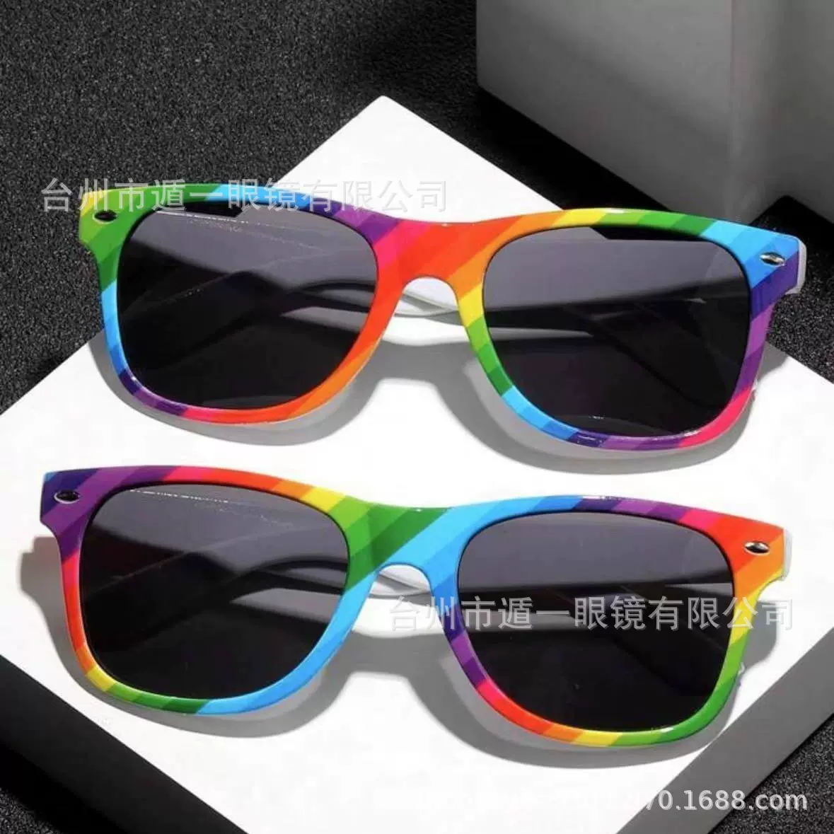 定制FDA跨境可过落球测试米钉太阳镜外贸促销礼品眼镜彩虹墨镜