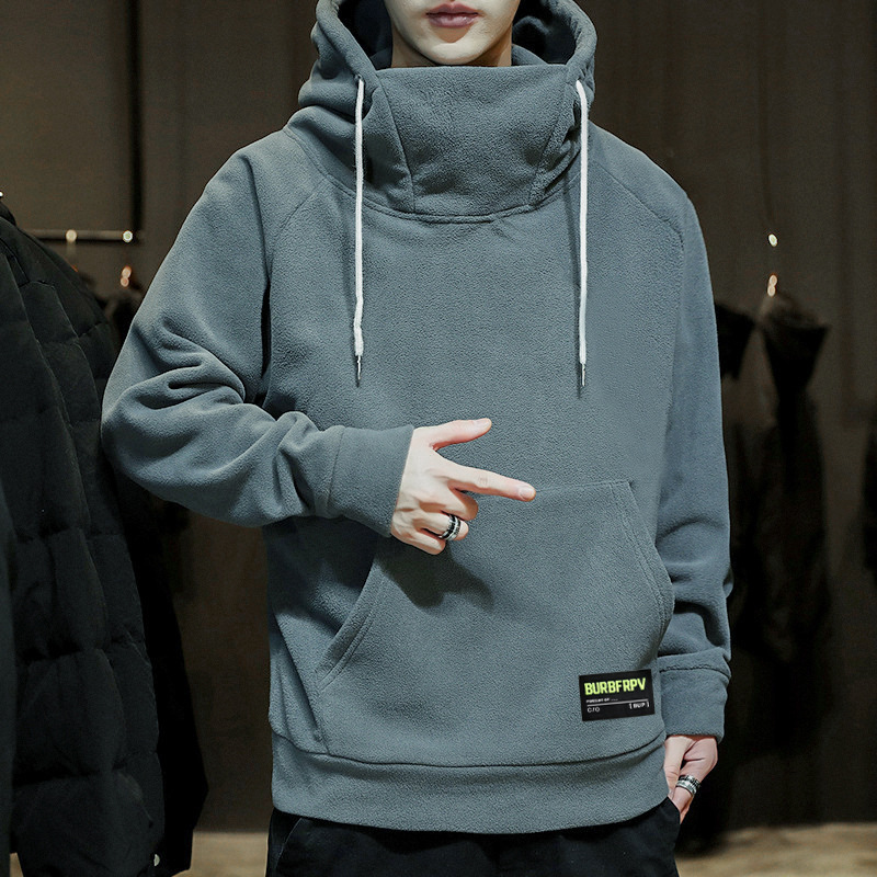 Fleece sweater spring and autumn men's hooded turtleneck polar fleece sweater Japanese fashion foreign trade pullover College coat Fleece sweater spring and autumn men's hooded turtleneck polar fleece sweater Japanese fashion foreign trade pullover College coat