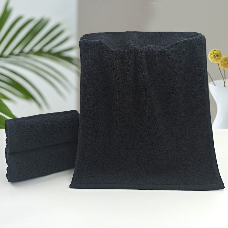 純綿の黒いスカーフの卸売りの贈り物の純綿は色の小さいスカーフの柔らかい吸水の広告の彫刻のロゴを落とさないで注文します。|undefined
