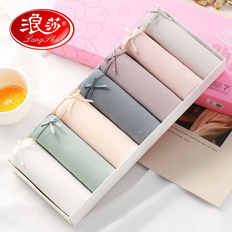 Langsha underwear women's cotton crotch summer thin girl's Japanese cute shorts Women's Mid-waist briefs