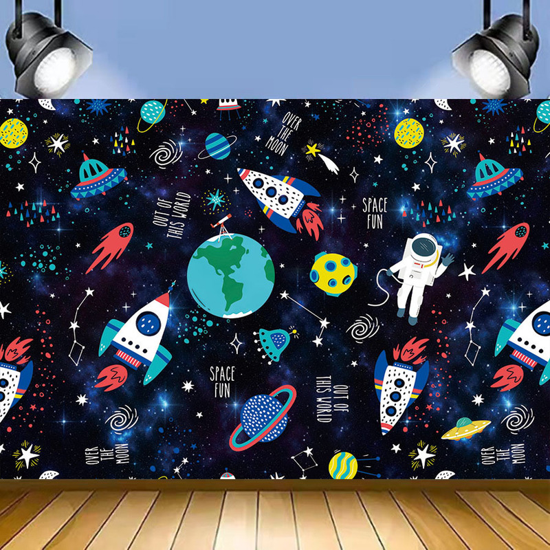 Foreign Trade Amazon Space Universe Planet Background Cloth Photography Kidsren's Birthday Party Photo Props 5x3ft