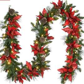 仿真花藤壁挂家庭装饰冬青叶红浆果 圣诞节气氛布置仿真圣诞藤条