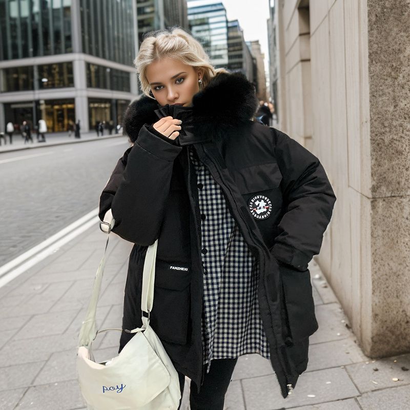 2024 Winter neue Arbeitskleidung Daunen Damen, dicke kurze für Paare, mit einem Sinn für Design von Wollkragen und Baumwolljacke_voghion.com