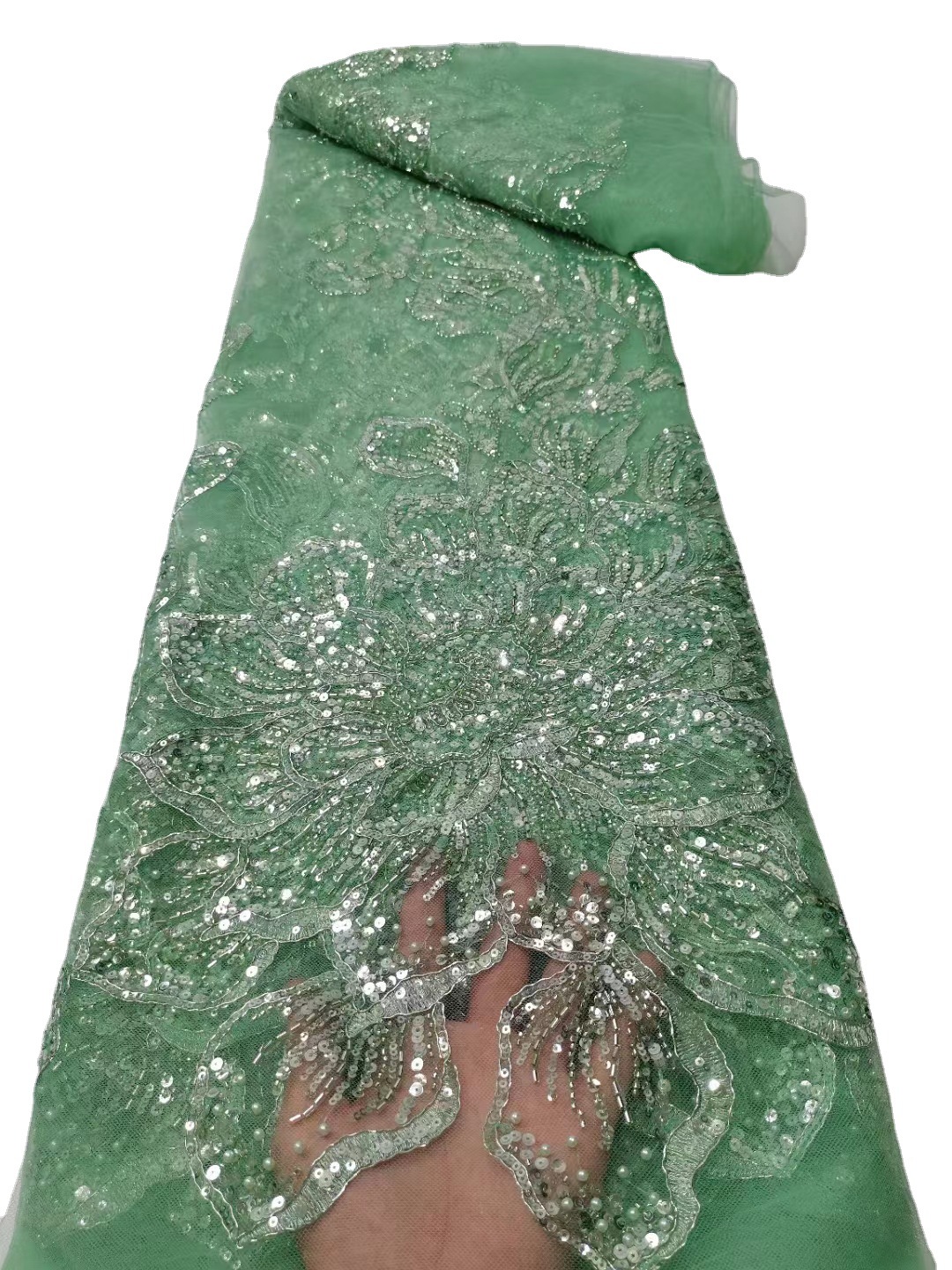 Diseño de moda europea y americana vestido de noche posicionamiento unilateral lentejuelas laminado bordado vestido largo tela de tubo de cuentas JX2423