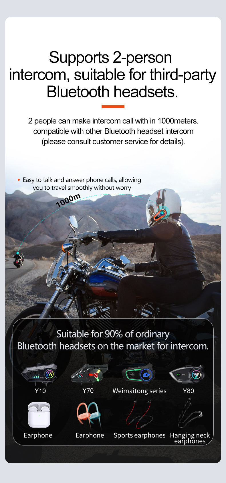 Q082X Helmet Bluetooth Headset 1000m Dual-Intercom Motorcycle Helmet Headset Amazon's Best-Selling Product