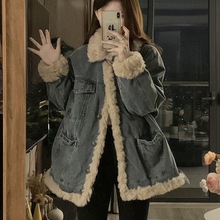 羊羔毛牛仔外套女秋冬季2025新爆款宽松加绒棉衣服小个子加厚棉袄