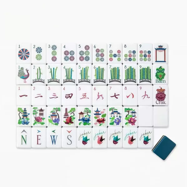 (In-Stock Direct Shipment) Blue Acrylic Hand-Twisted American Mini Mahjong, Four-Layer Color-Blocking American-Style Leisure Entertainment Mini Mahjong