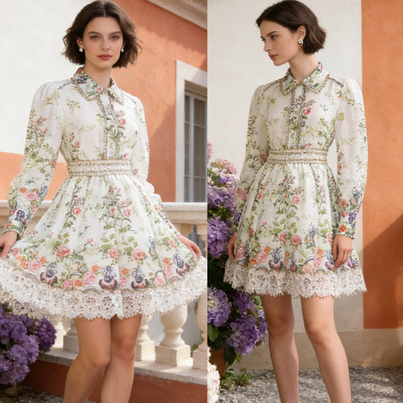 French-Style Elegant and Sophisticated Heavy-Duty Lace Patchwork Shirt Top and High-Waisted Umbrella Skirt Two-Piece Set French-Style Elegant and Sophisticated Heavy-Duty Lace Patchwork Shirt Top and High-Waisted Umbrella Skirt Two-Piece Set