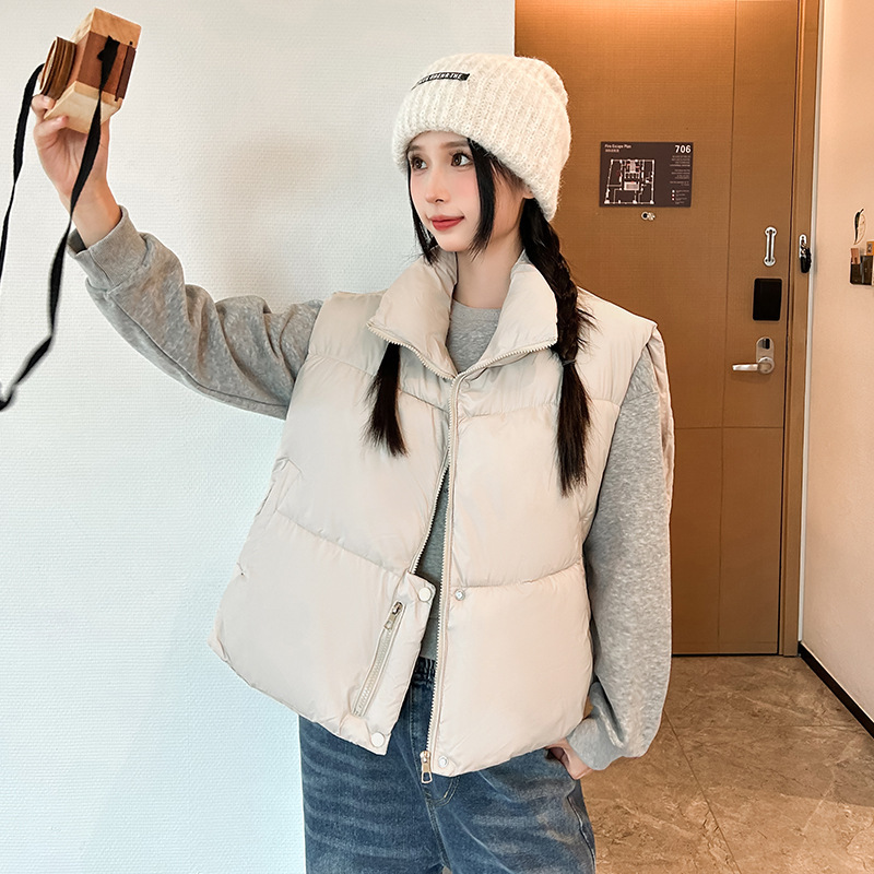 2025 nuevo chaleco de algodón coreano invierno corto engrosado chaqueta de pluma suelta ultra moda sensación de moda clip de caballo image 4