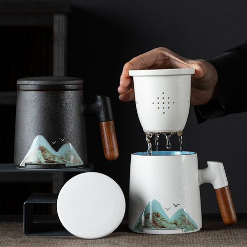 Guochao Landscape Office Cup Cultural and Creative Kung Fu Tea Set Graduation Father's Day Dragon Boat Festival Souvenir for Parents and Teachers