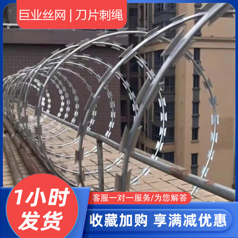 不锈钢刺丝滚笼学校部队高铁监狱防爬刺防爬刺绳刀片护栏防攀爬