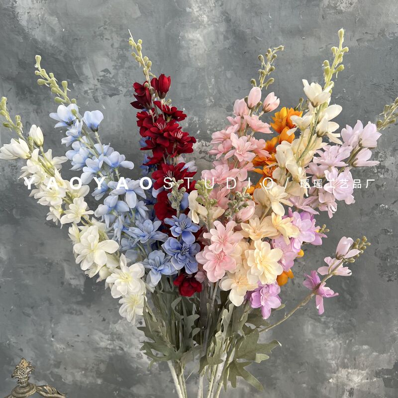 2 fork flocking delphinium wedding flower decoration simulation Hyacinth hotel wedding flower row layout Violet 2 fork flocking delphinium wedding flower decoration simulation Hyacinth hotel wedding flower row layout Violet