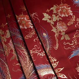 凤仪凤凰婚服妆花缎面敬酒服织金马面裙布料汉服布料秋冬玉猫原创