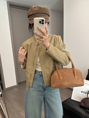 黑色皮衣外套女短款修身帅气机车皮夹克秋新款流行时尚简约外套