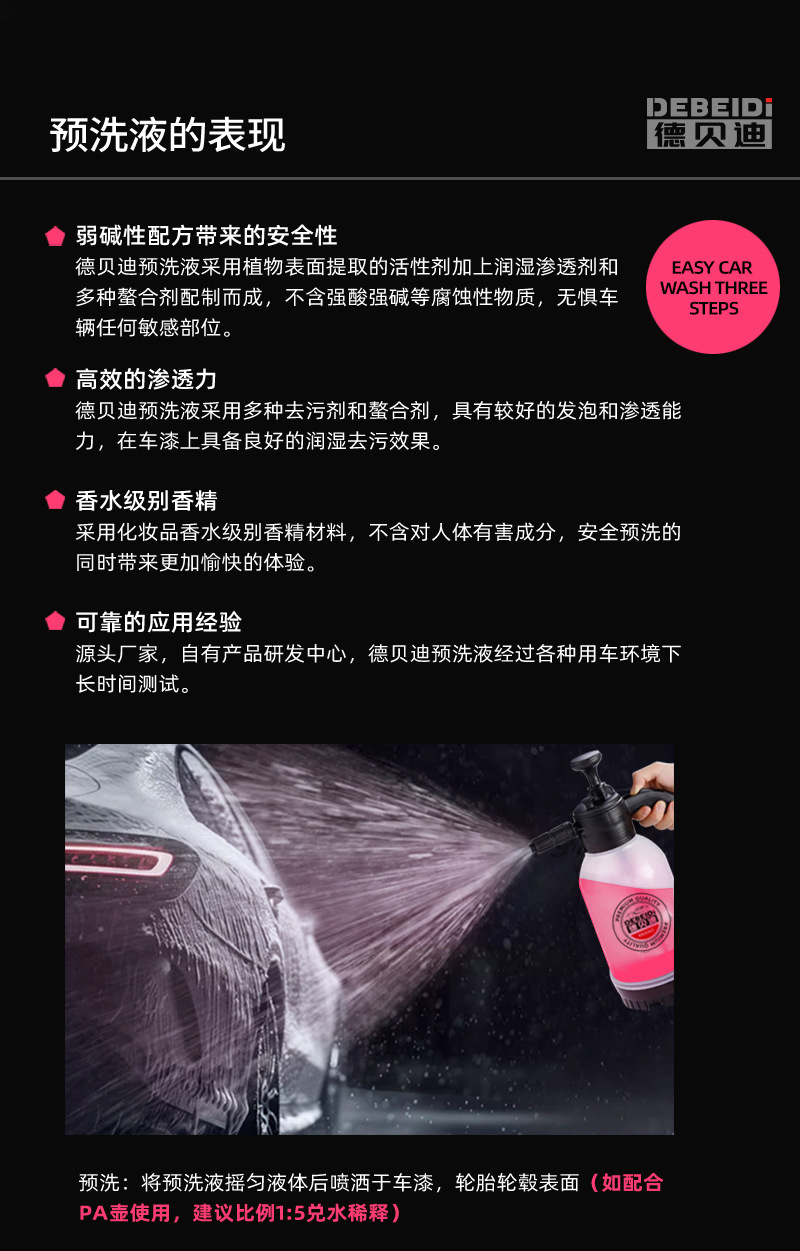 Debedi Concentrated High-Foam Car Wash Liquid for Powerful Cleaning, Quick Decontamination, Coating, Car Body Polishing, Brightening, and Maintenance