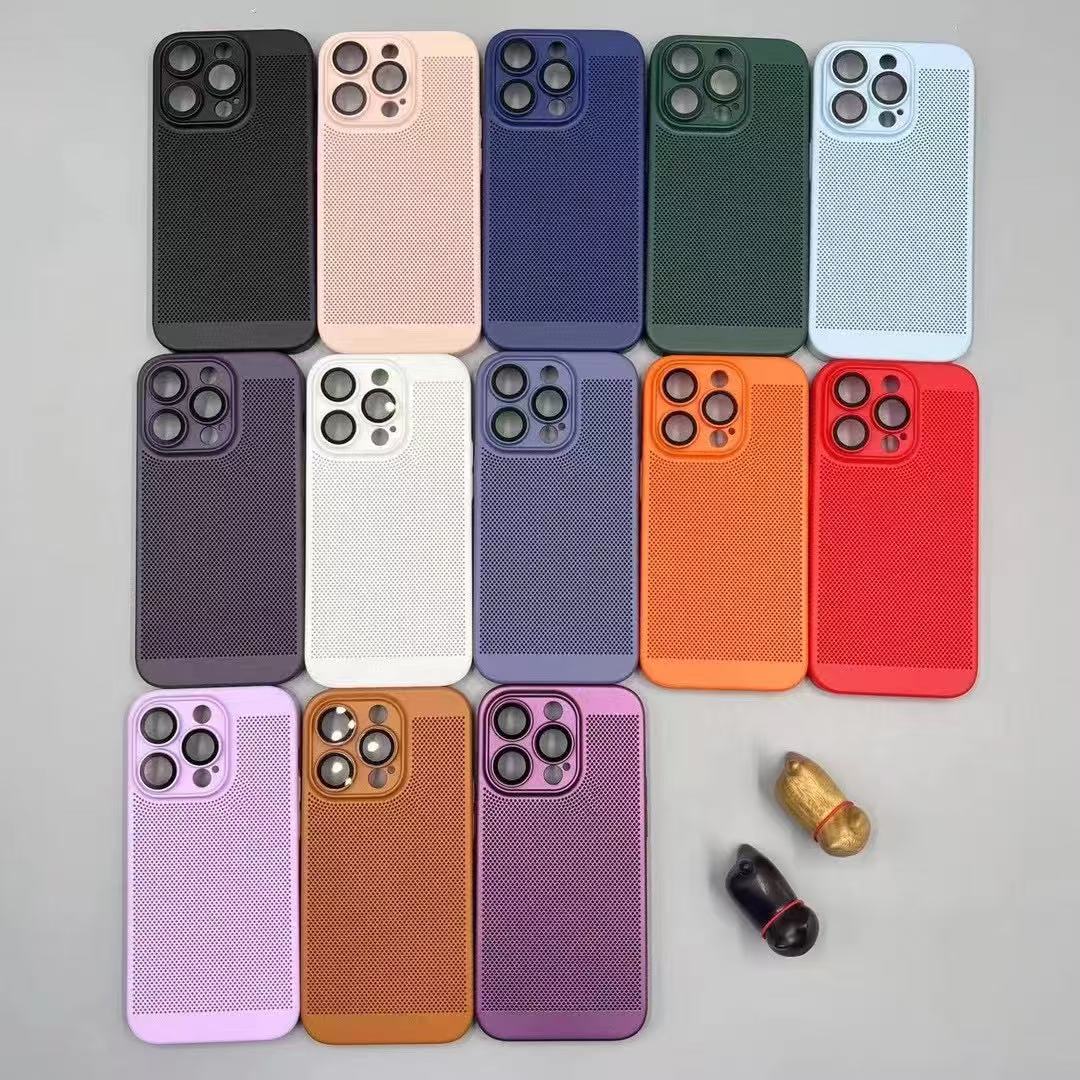 Suitable for Apple 14Promax Fine Hole High Aluminum Glass Lens Protection Cooling Shell Classy Mesh Breathable Shell